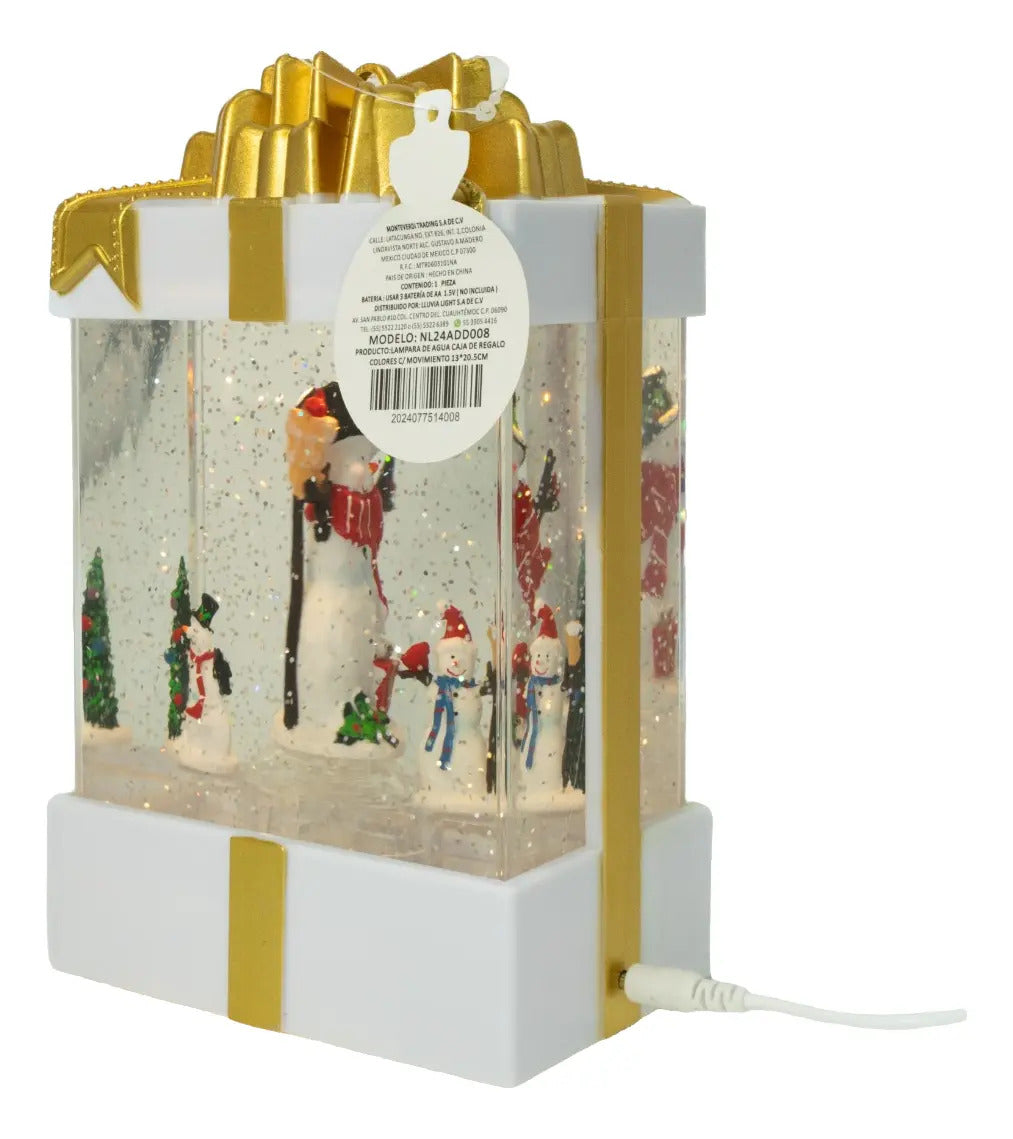 Lámpara Navideña Regalo Con Árbol Y Santa  20x22x8 Cm