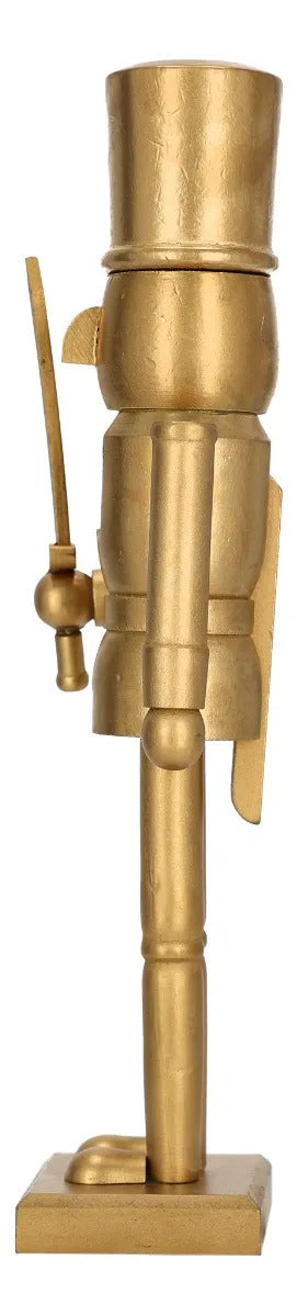 Soldado Cascanueces lluvia Dorado Con Arma Decorativa 30 Cm
