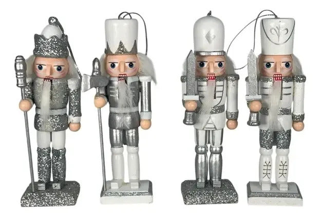 Cascanueces Plata Guardianes De Invierno 8 Piezas 8x2x3
