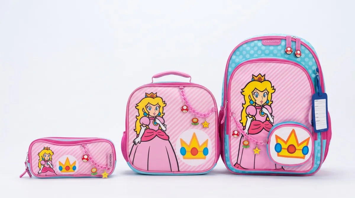 Set Mochila Tres Piezas Chenson Princesa Peach Con Charms