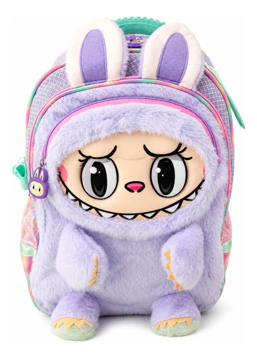 Mochila Escolar Monster Conejito Con Flor Desmontable