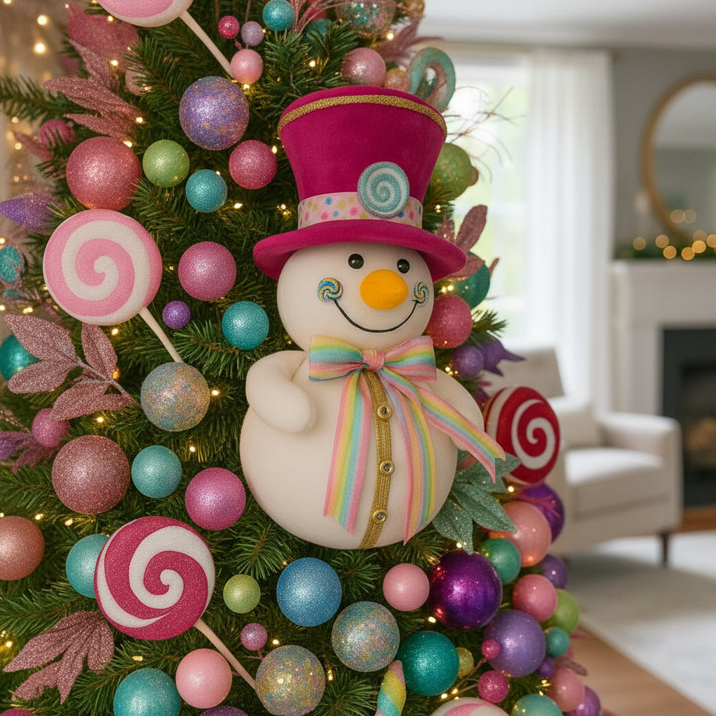 Decoracion Navideña Muñeco De Nieve Candy Land 50x30x30 Cm