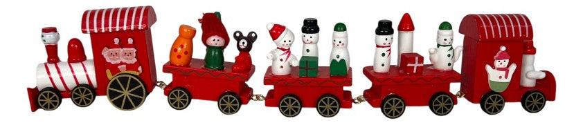 Tren Decorativo Navideño 6x4x16 Cm En Tonos Rojo Y Verde