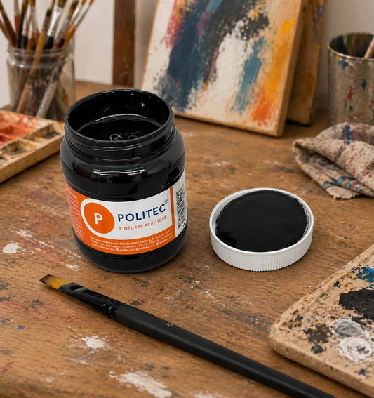 Pintura Politec Negro 250 Ml Acabado Uniforme Y Duradero