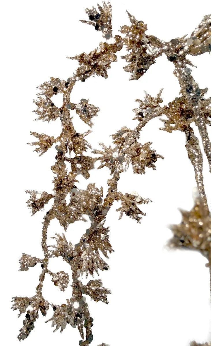 Vara Decorativa Lluvia Champagne con Florecitas