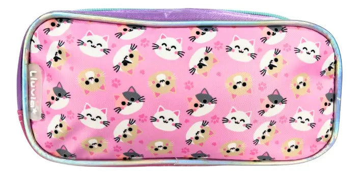 Mochila Primaria Set 3 Piezas Marca Lluvia Gatita Con Lentes