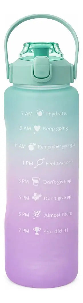 Vaso 2000ml Degradado Bpa Free Con Boquilla Y Stickers 3d