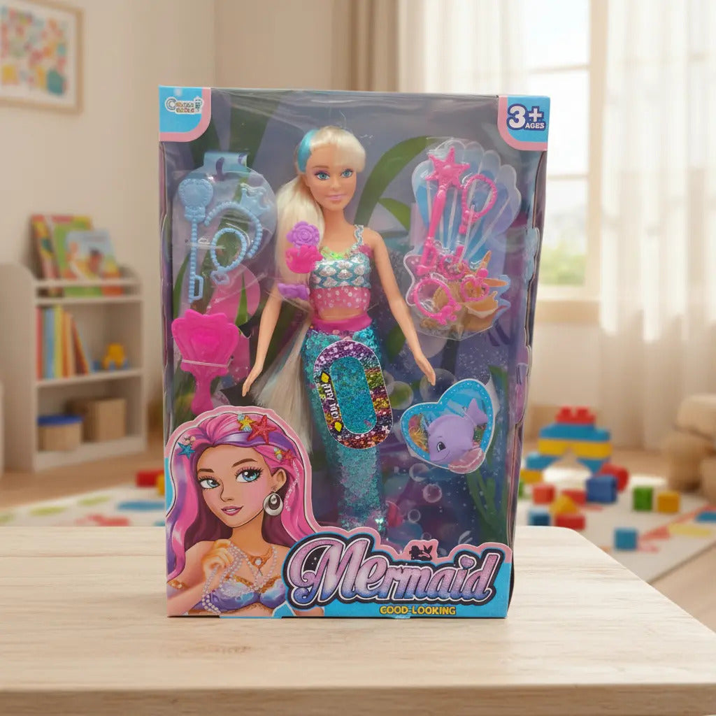 Muñeca Fashion Candy Toys Con 9 Accesorios Princesa O Sirena