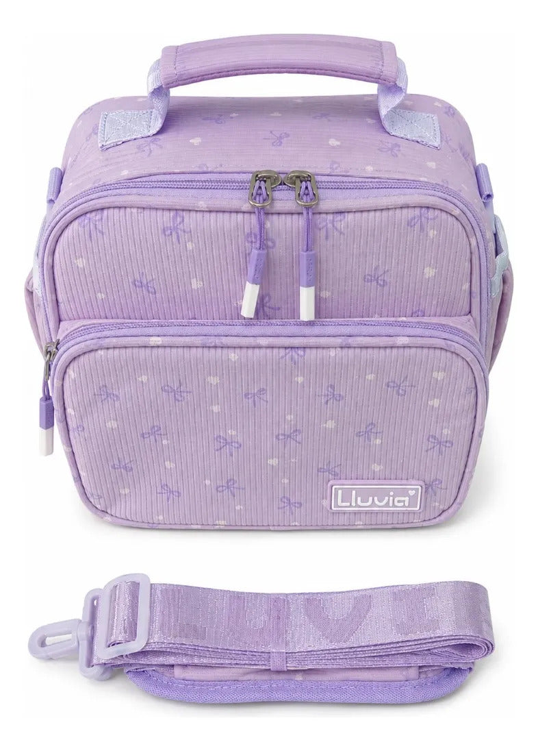Lonchera Lluvia Lila Pastel Con Diseño De Moños Y Corazones