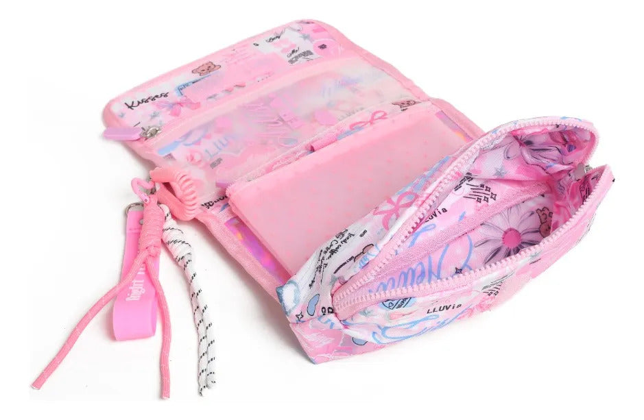 Set Mochila Lluvia Girl Rosa Satinada Con Bolsillo Antirrobo