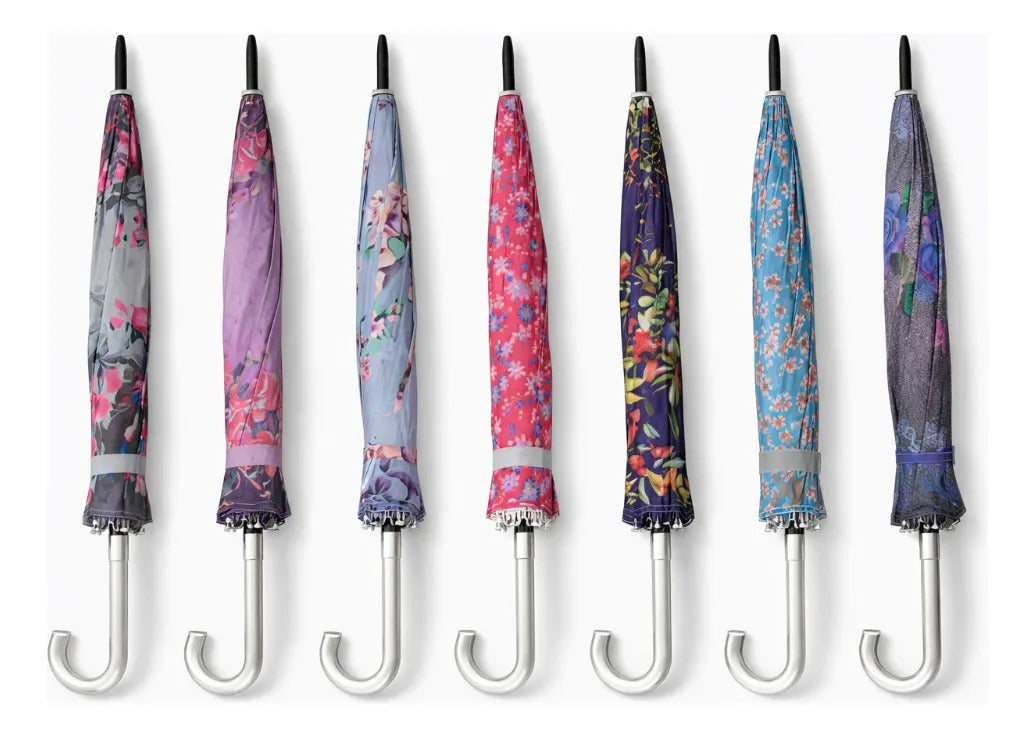 Paraguas Tipo Bastón Estampado Floral Resistente 16 Varillas