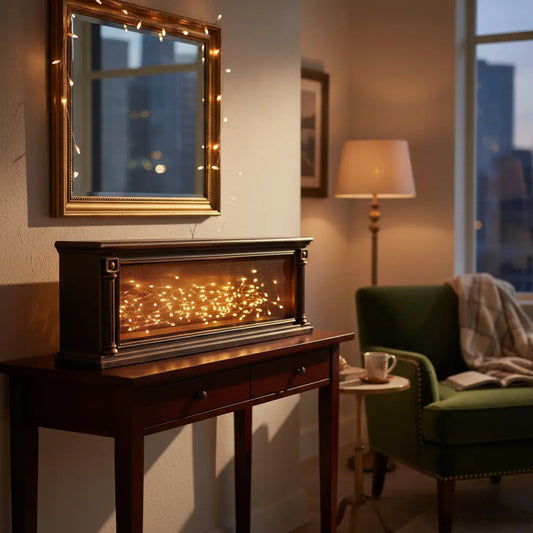 Chimenea Navideña Vintage Con Luz Cálida, Diseño Tradicional