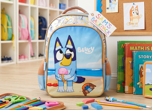 Mochila Bluey Primaria Backpack Bl509a34bp Color Azul Diseño De La Tela Liso
