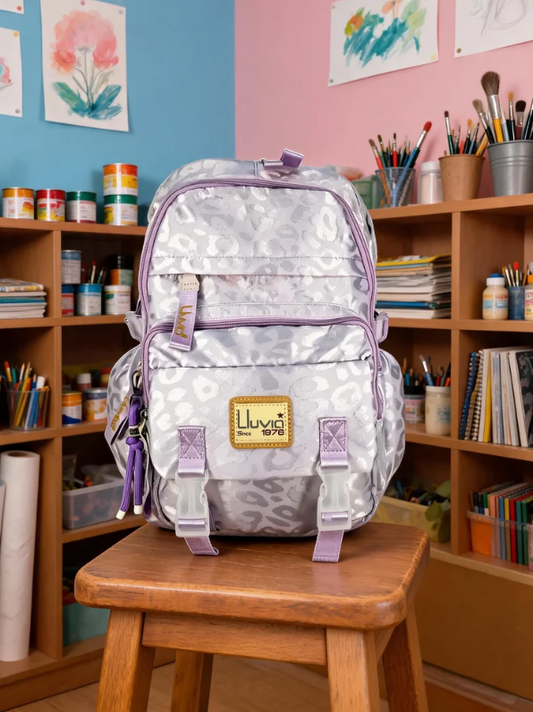 Mochila Juvenil Marca Lluvia Lila Satinado