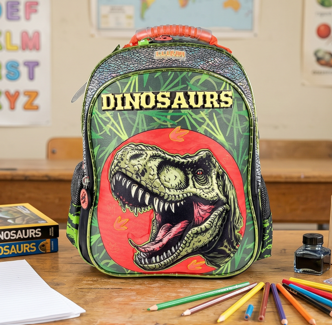 Mochila Marca Lluvia Diseño Dinosaurio T Rex Kinder