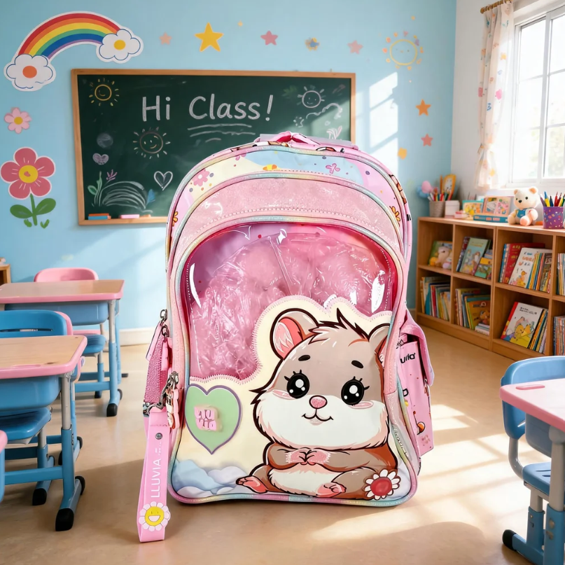 Mochila Marca Lluvia Hamster Rosa Kinder