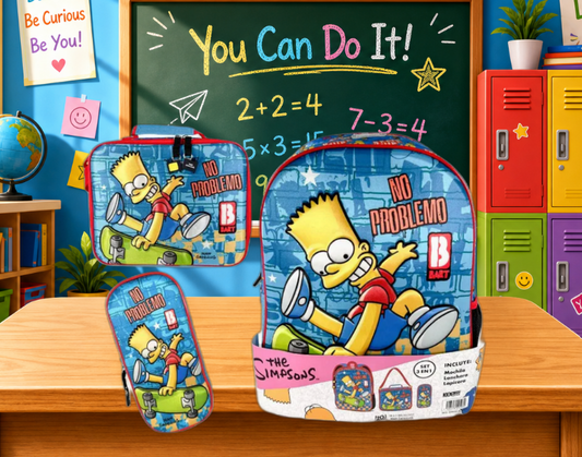 Mochila Primaria 3 Piezas Marca Yadatex Bart Simpson