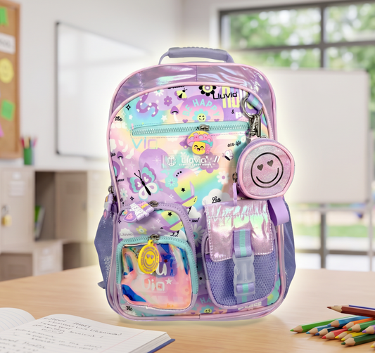 Mochila Primaria Marca Lluvia Monedero Carita
