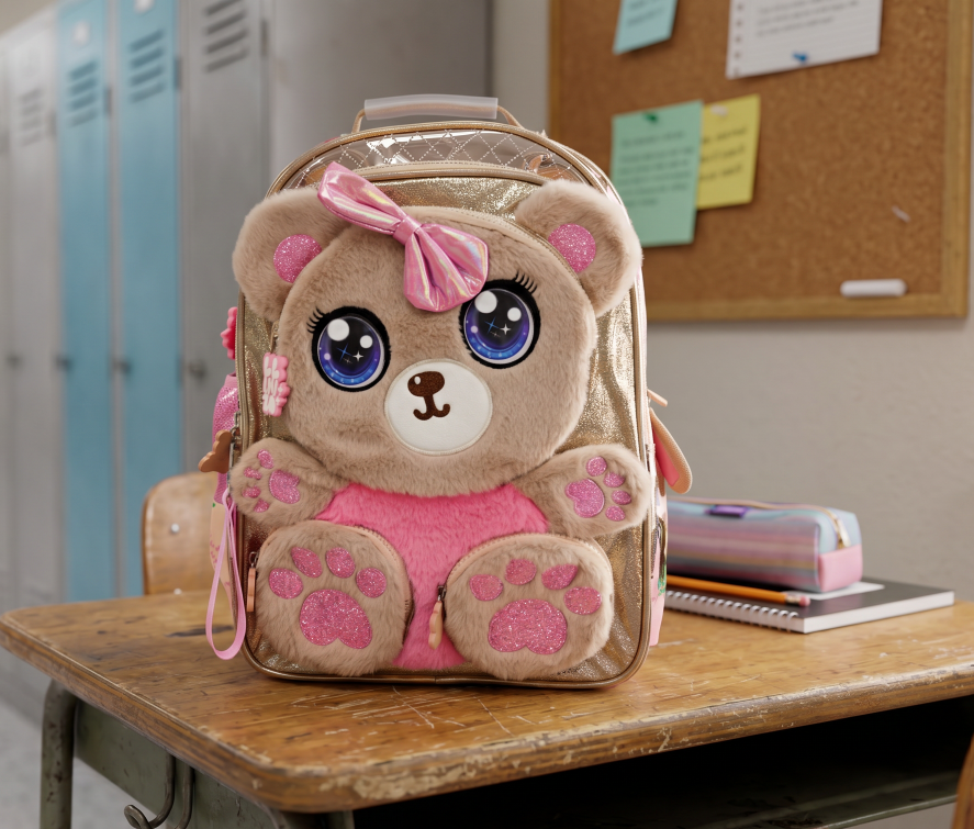 Mochila Primaria Marca Lluvia Osita Café Peluche