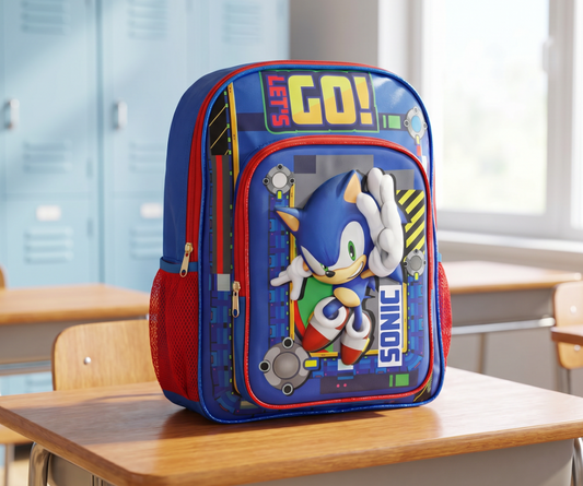Mochila Primaria Sonic 3d Con Luz Intermitente