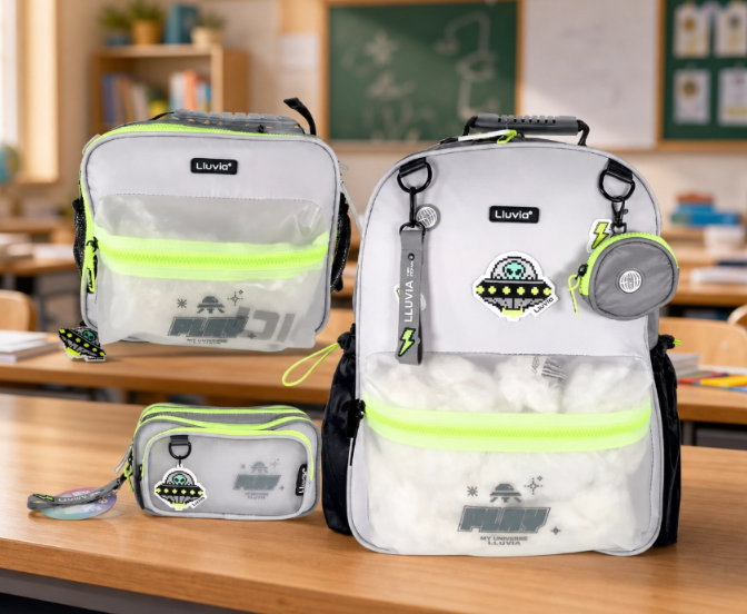 Paquete Mochila 3 Piezas Marca Lluvia Gris Ovni Primaria