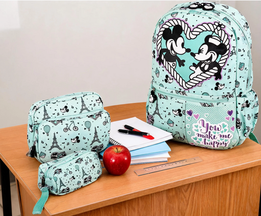 Paquete Mochila 3 Piezas Marca Lluvia Mickey Primaria