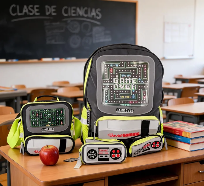 Paquete Mochila 3 Piezas Marca Lluvia Videojuegos Primaria