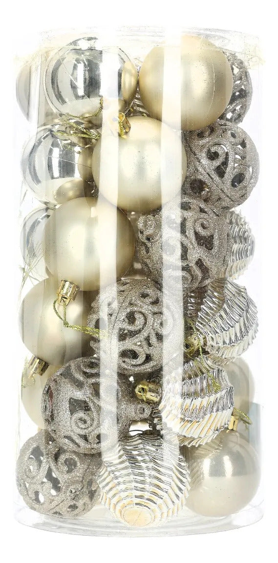 Set Esferas lluvia Dorado Champagne 6 Cm Set 30 Piezas