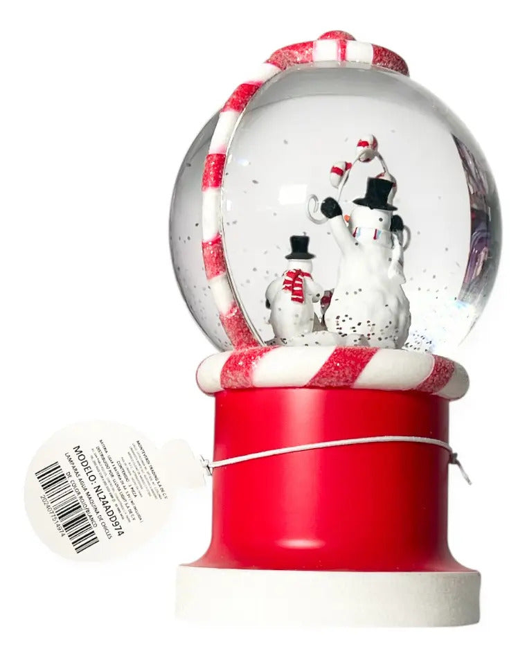Lámpara Navideña Globo Con Muñecos De Nieve 21x13x8 Cm