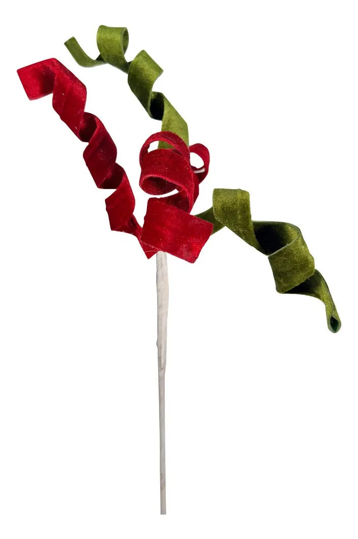 Rama de Curlis Lluvia Bicolor Rojo y Verde 52cm