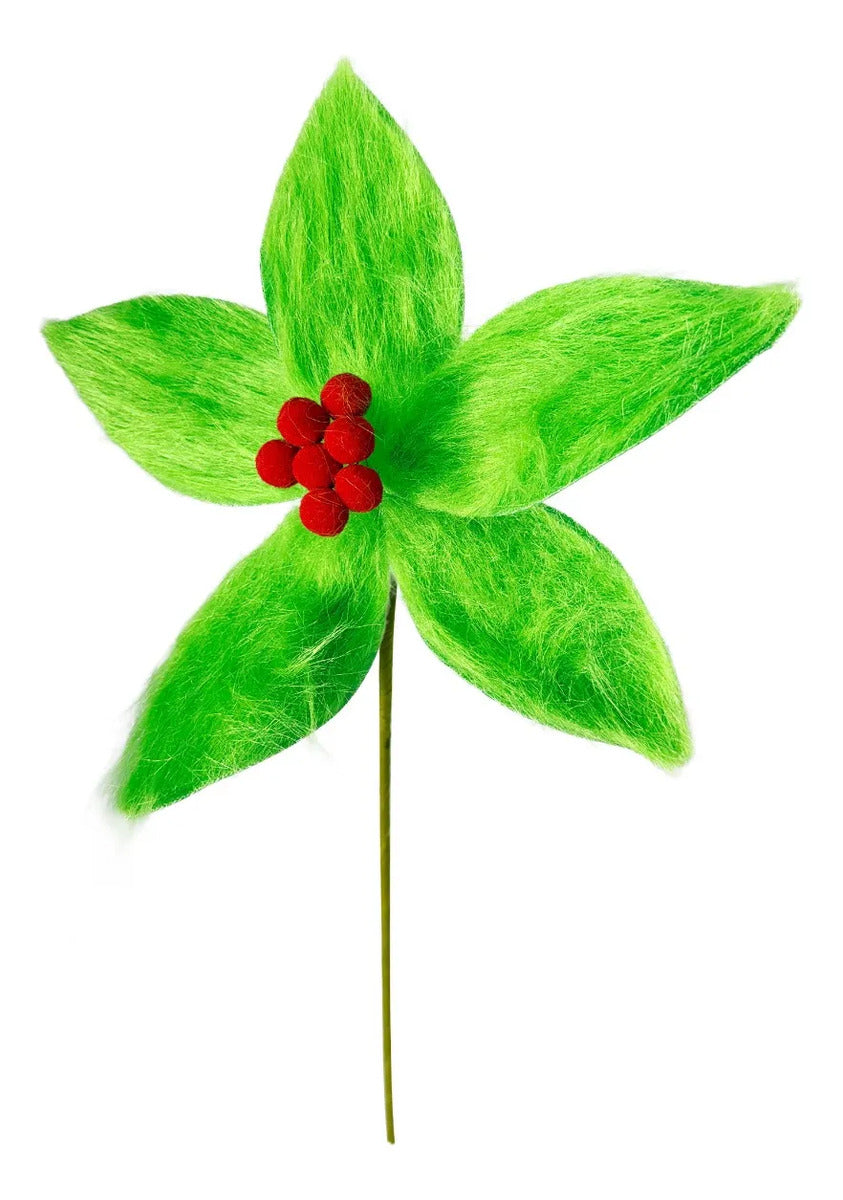 Nochebuena Navideña Lluvia Verde Grinch con Bayas 40cm