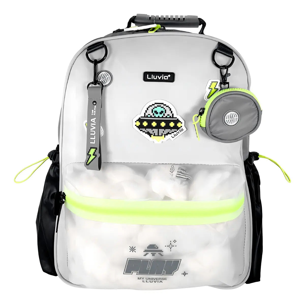 Mochila Escolar Gris Ovni Marca Lluvia 20l Nailon Resistente Liso