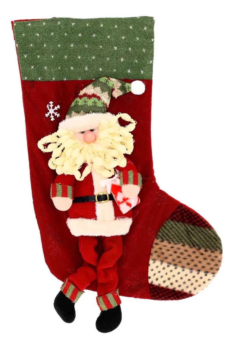 Bota Navideña Lluvia Roja con Santa en Relieve 47 cm