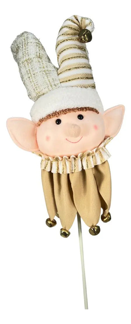 Decoración Navideña Cabeza De Duende Con Cascabeles 62x10x25