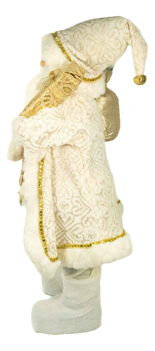 Santa Navideño Grande Elegante En Tonos Dorados 80x40x15 Cm