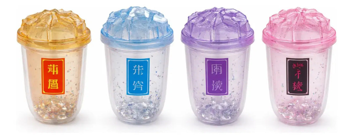 Vaso 450 Ml Con Glitter Suelto Tapa Hielo Diseño Creativo