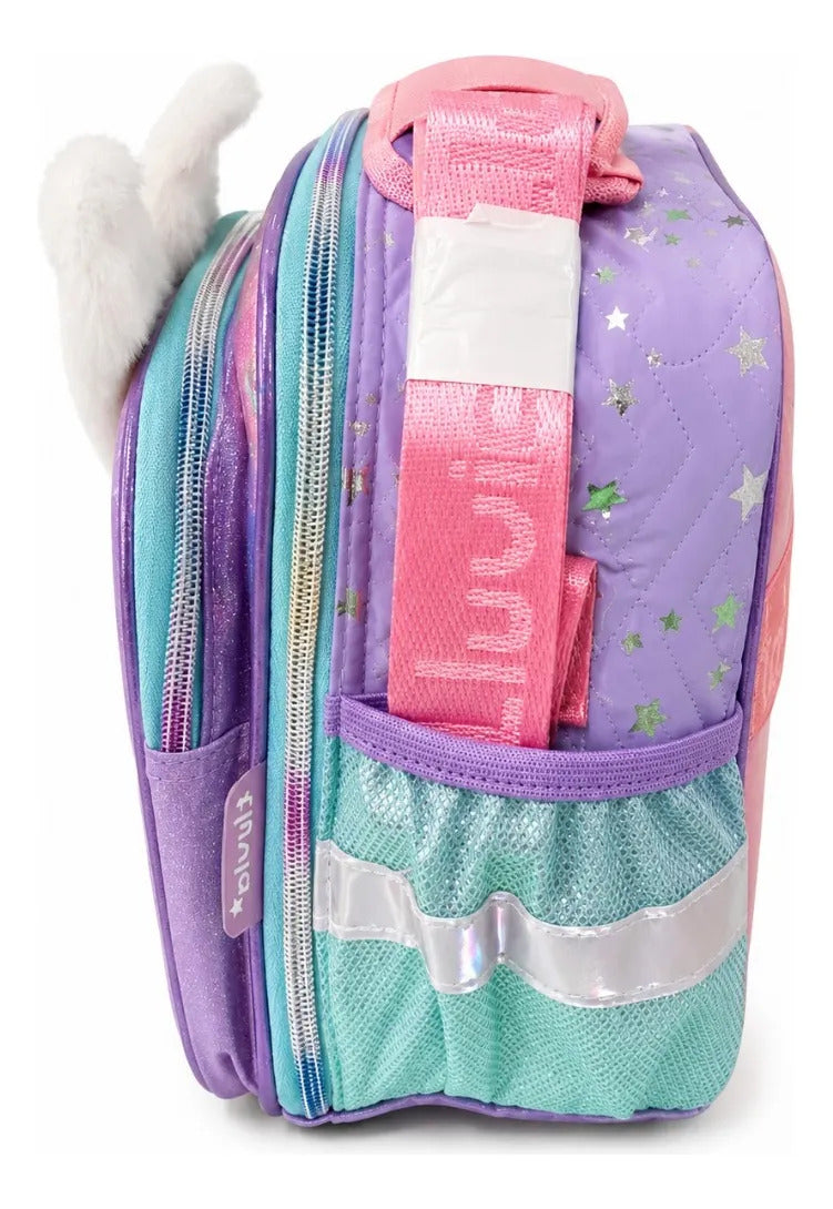 Lonchera Termica Escolar Lluvia Conejita Luz Led Y Spiner