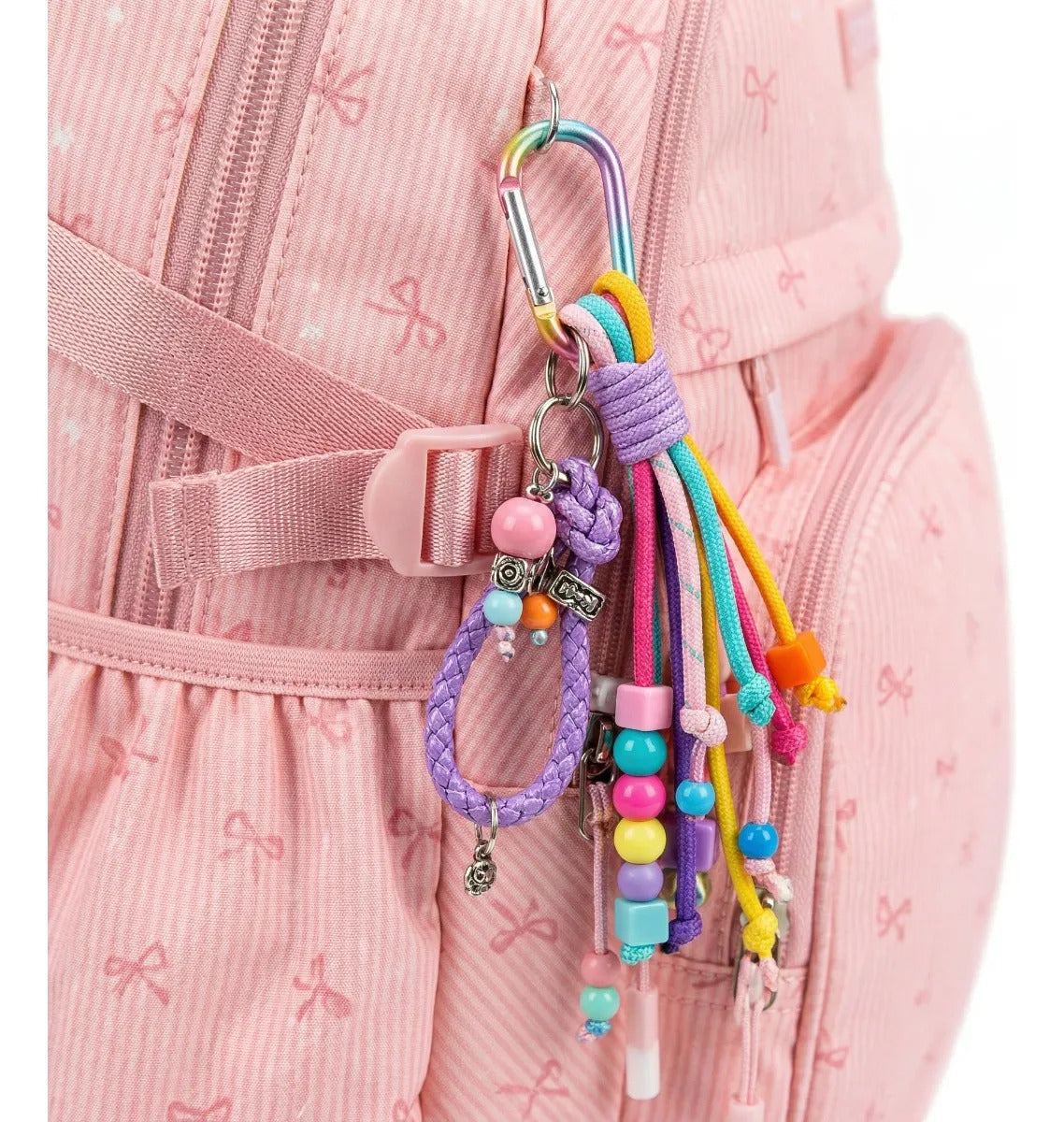Set Escolar 3 Piezas Rosa Diseño Moños Mochila Comple