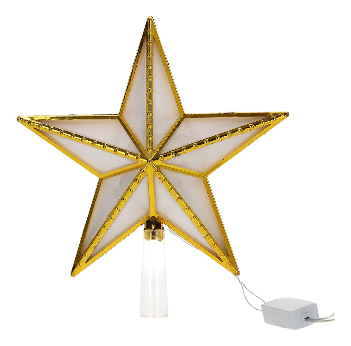 Estrella Navideña lluvia Luz Cálida 16 Led Bordes Dorados