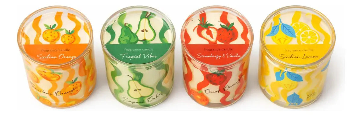 Colección De Velas Aromáticas 4 Aromas Frutales Premium