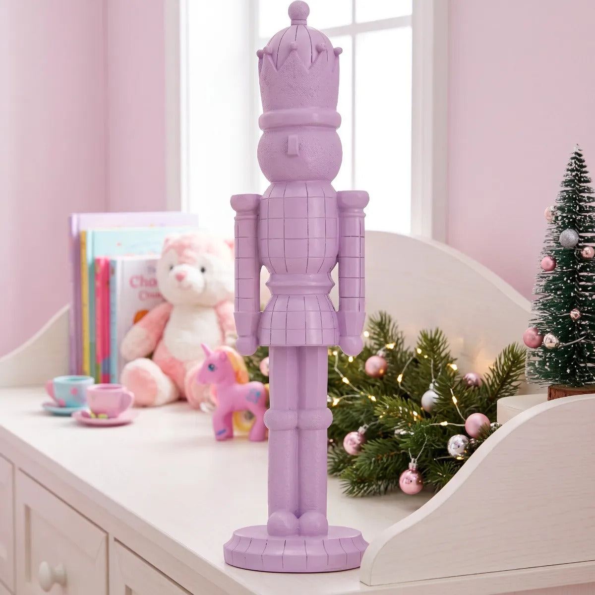 Soldado Navideño Lluvia Lila con Base Circular 40 cm