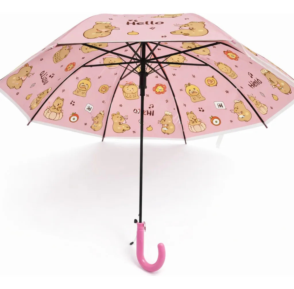 Paraguas Infantil Diseño Capibara 4 Colores 67 Cm 8 Varillas