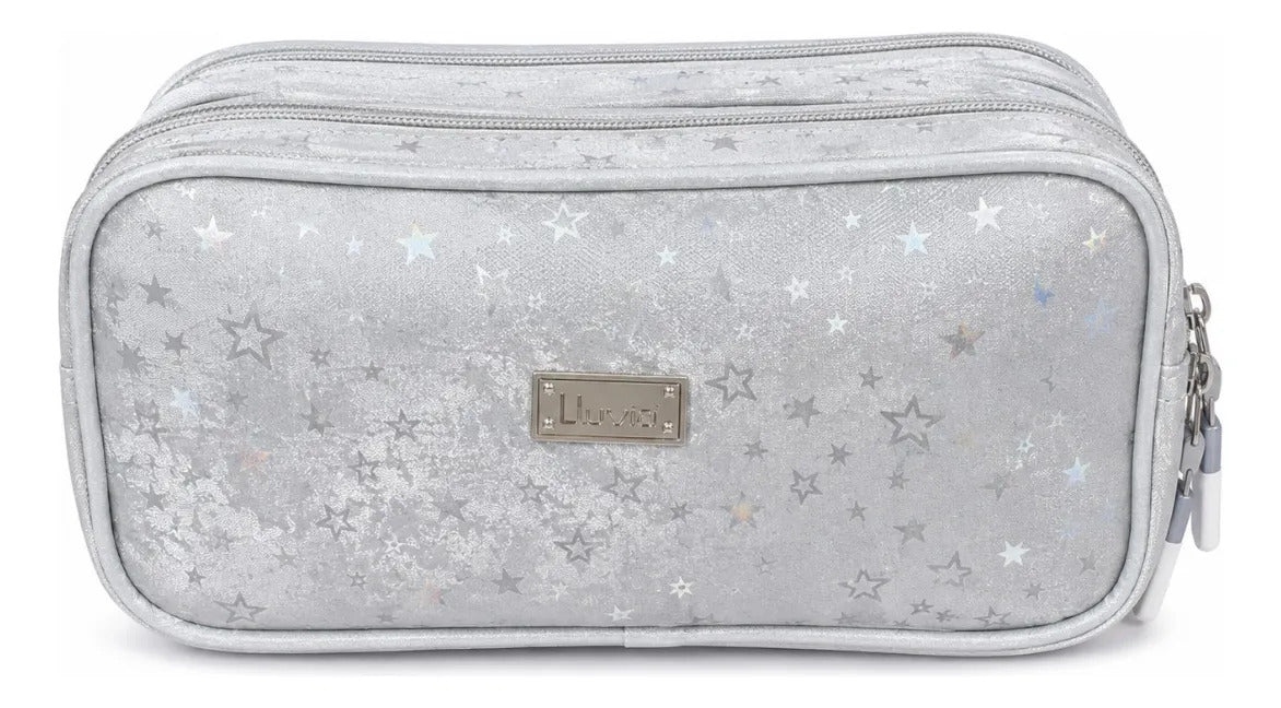 Lapicera Lluvia Gris Diseño Estrellas Efecto Aterciopelado