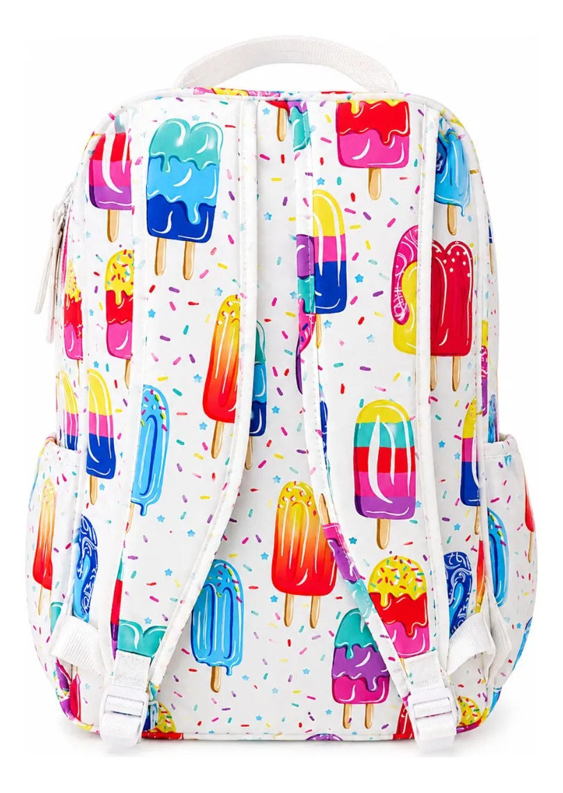 Set Tres Piezas Lluvia Mochila Lonchera Paletas De Colores