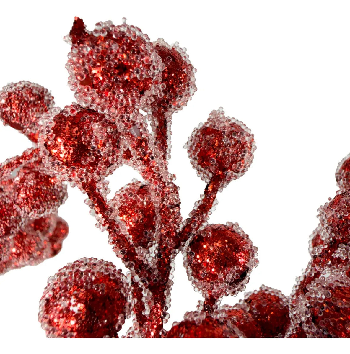 Rama Navideña Lluvia Roja Glitter Efecto Azúcar 80cm