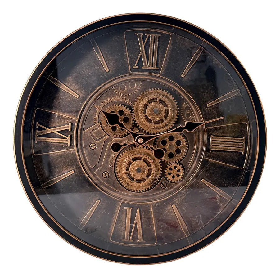 Reloj de Pared Lluvia Lights Negro Dorado Vintage 38 cm