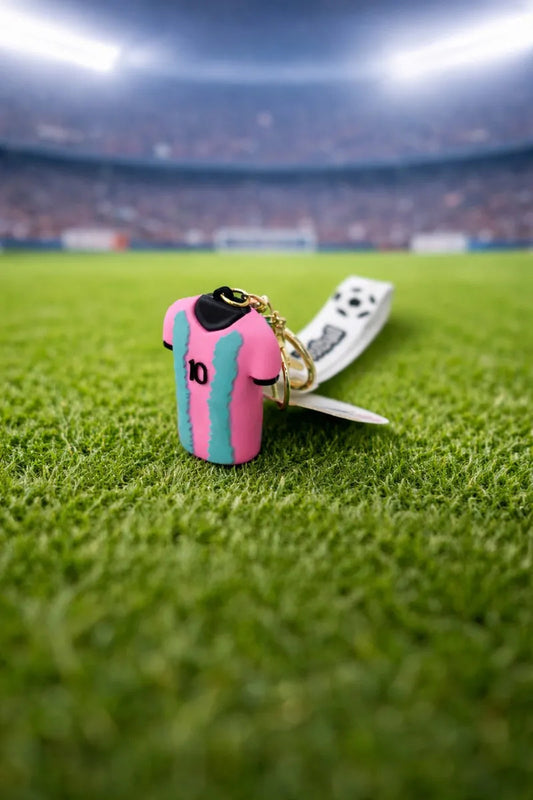 Llavero Messi Fútbol Jersey Rosa Con Azul Lluvia