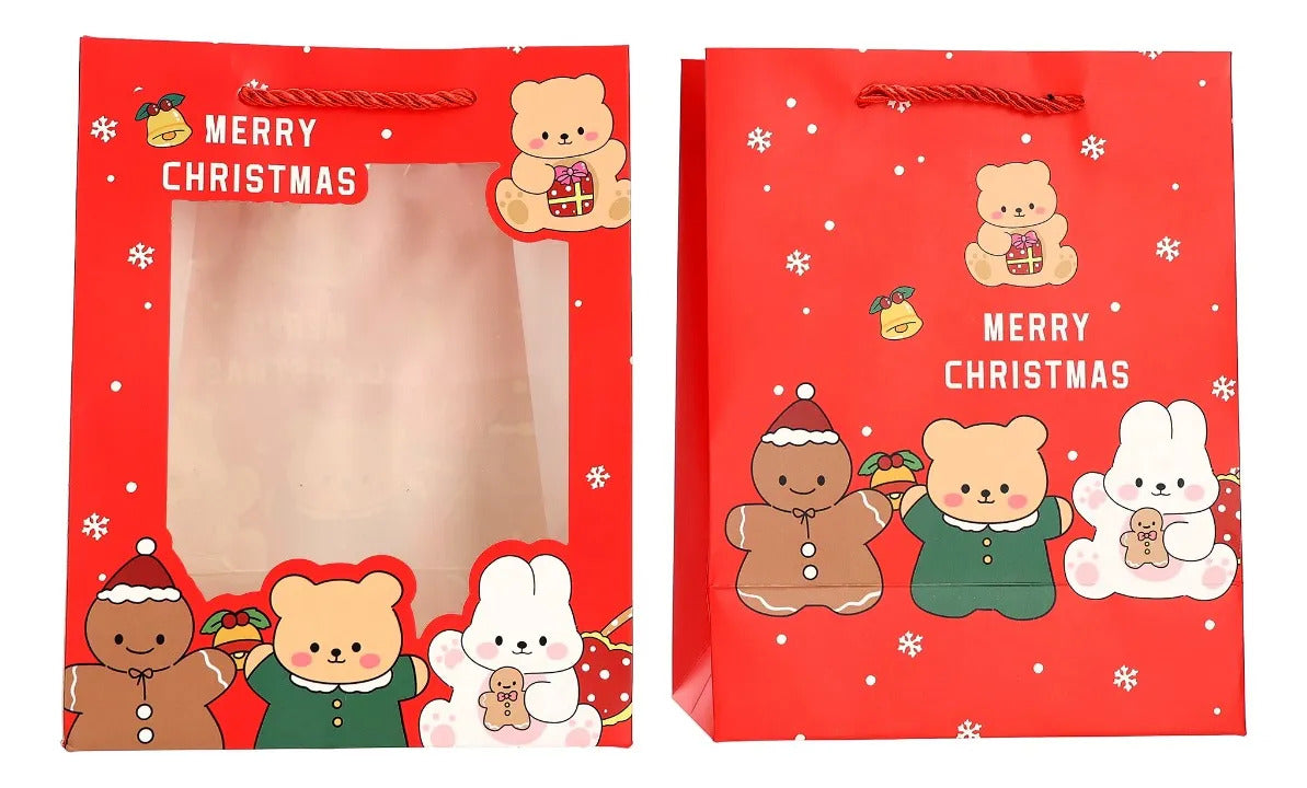 Bolsas de Regalo Navideñas Lluvia Personajes Tiernos 12 Pzas