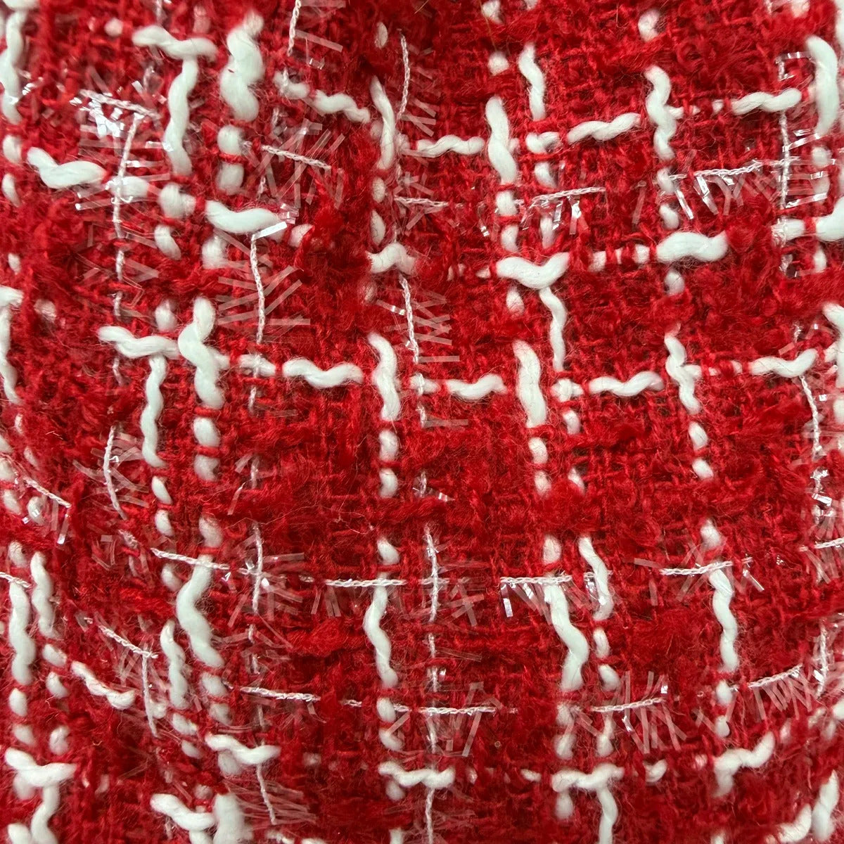 Moño Navideño Lluvia Light Rojo Blanco Texturizado 32 Cm