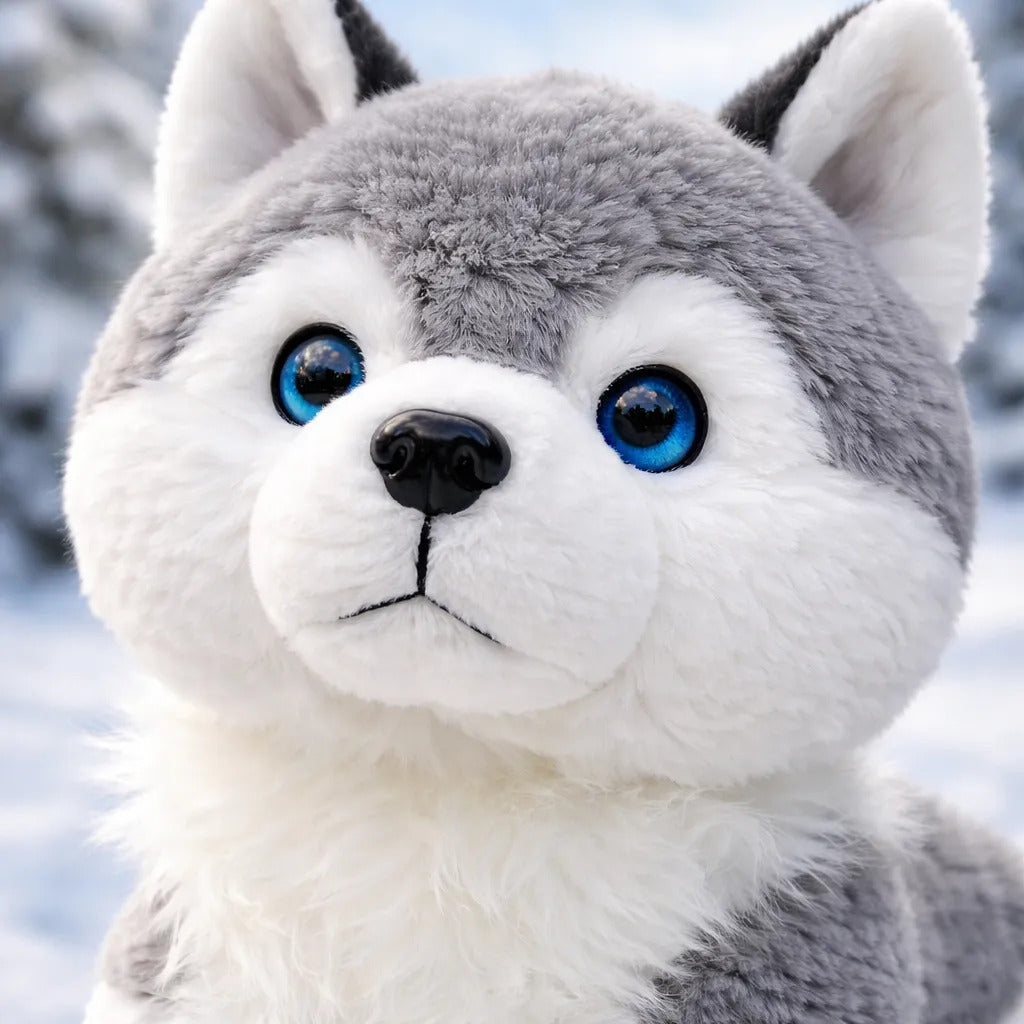 Peluche Husky Realista Esponjoso 33×35×22 Cm Candy Toys